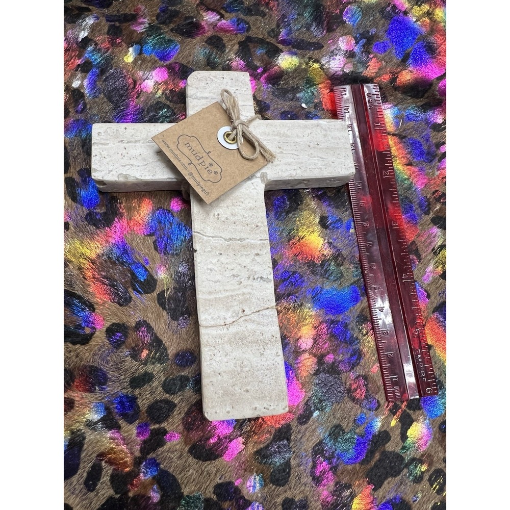 Mud Pie - Cream Travertine Cross - 2021 27421‎